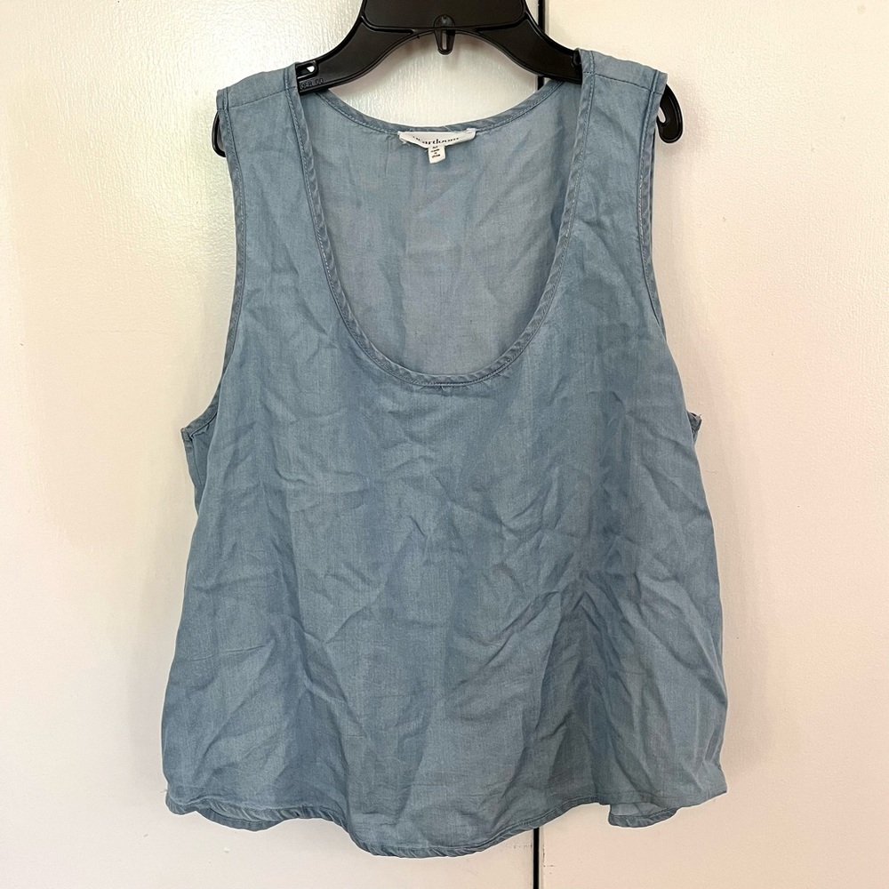 Heartloom Blue Sleeveless Cropped Shirt